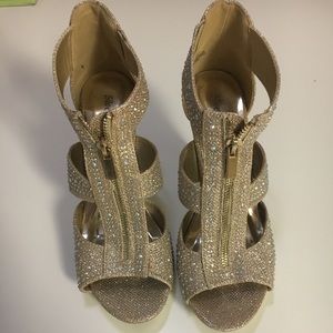 Sparkly Gold Zipper Heels